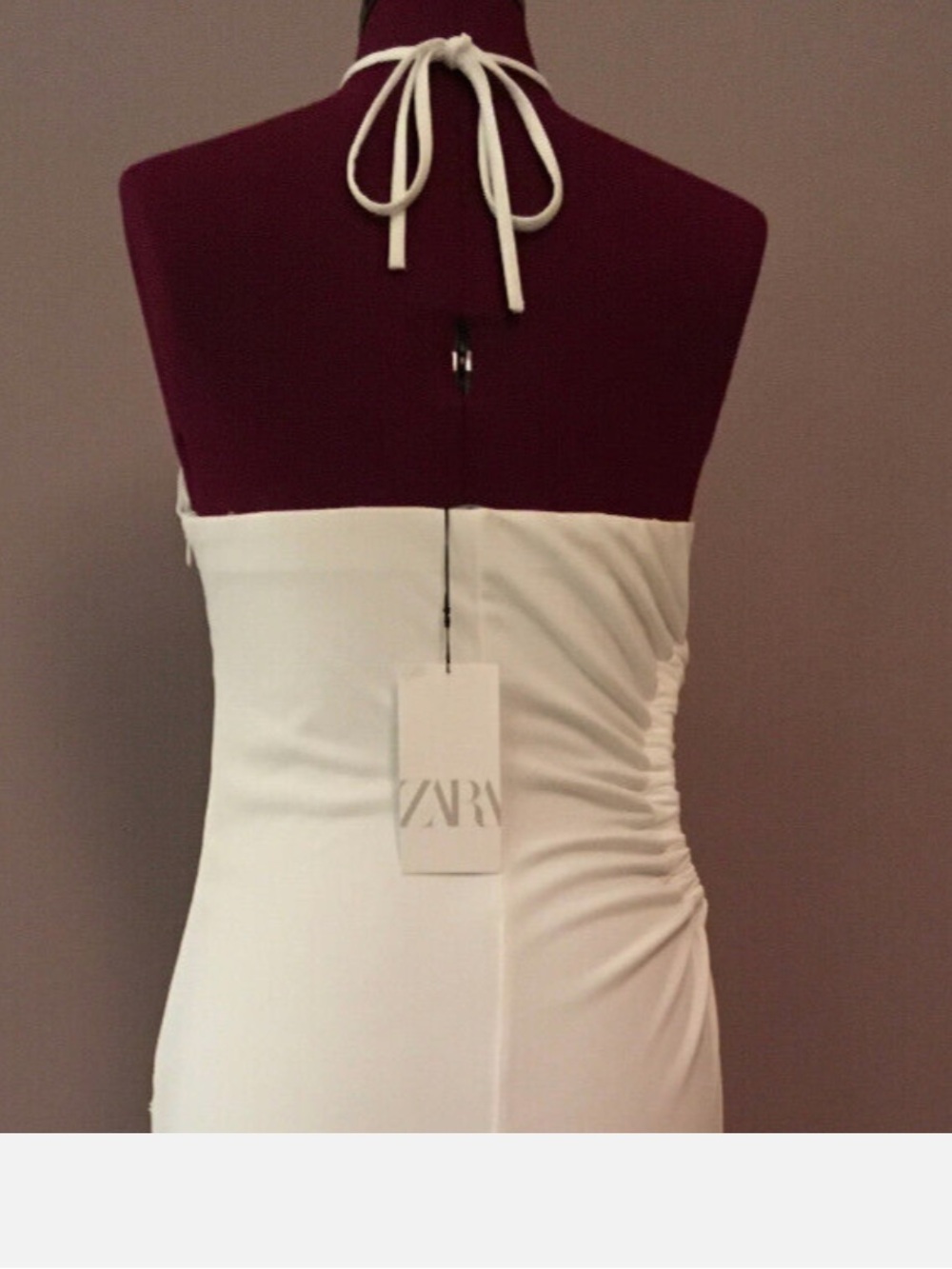 NWT ZARA WOMEN'S CUT OUT HALTER DRESS WHITE SIZE S - Picture 8 of 9